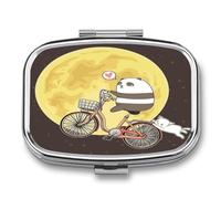 Pastillero Portátil Panda En Bicicleta Compartimentos De La Caja De Pastillas 2 Con El Regalo Único A De Humedad De La Caja De Almacenamiento Del Dispensador Del