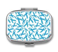 Pastillero portátil para concienciación sobre el cáncer de próstata con cintas azules, organizador de pastillas de viaje, pastillero para bolsillo