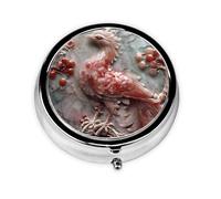 Pastillero portátil para llevar, pastillero redondo de pájaro de jade, cabe en el bolsillo de tu bolso, pastillero ligero de 3 compartimentos,