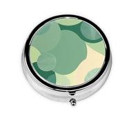 Pastillero portátil para llevar sobre la marcha, pastillero redondo de puntos verdes, cabe en el bolsillo de tu bolso, pastillero ligero de 3 compartimentos,