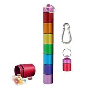 Pastillero Portátil, Pastillero Viaje Aluminio Coloreado, Pill Splitter estanco e Impermeable, Pastillero Semanal Opaco，soporte portátil para medicamentos, estuche para objetos pequeños para
