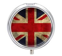 Pastillero portátil pequeño con bandera británica, organizador de medicamentos y vitaminas, organizador de medicamentos de viaje con cierre de espejo y botón, bonito estuche de medicamentos para bolso