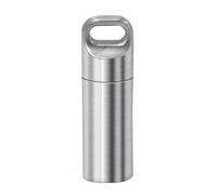 Pastillero portátil resistente al agua Pastillero de metal pequeño bolsillo llavero medicinal estuche para viajes al aire libre camping (plata, pequeño, 1 unidad)