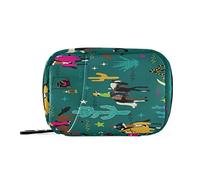 Pastillero portátil semanal con cremallera, 7 días, contenedor de pastillas para medicamentos y suplementos, organizador de vitaminas, pastillero de viaje, patrón sin costuras, vaqueros, cactus y estrella