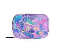 Pastillero portátil semanal con cremallera, 7 días, contenedor de pastillas para medicamentos y suplementos, organizador de vitaminas, pastillero de viaje, setas mágicas, alucinación psicodélica, azul