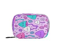 Pastillero portátil semanal con cremallera para 7 días, contenedor de pastillas para medicamentos y suplementos, organizador de vitaminas, pastillero de viaje, lindo seta mágica psilocibina