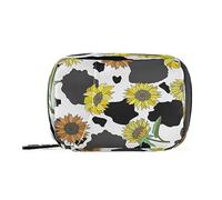 Pastillero portátil semanal con cremallera para 7 días, contenedor de píldoras para medicamentos y suplementos, organizador de vitaminas, pastillero de viaje, vector, negro, blanco, vaca, girasoles,