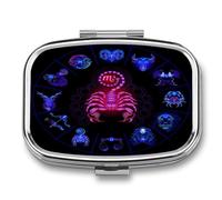 Pastillero Portátil Signo De Escorpio Del Círculo De La Constelación De Neón Compartimentos De La Caja De Pastillas 2 Con El Regalo Único A De Humedad De La Caja De Almacenamiento Del Dispensador Del