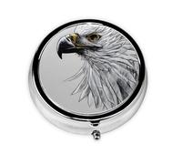 Pastillero portátil Sketching an Eagle, pastillero de 3 compartimentos, se puede poner en la cartera, bolsillo, ligero y cómodo, mini pastillero redondo