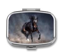 Pastillero portátil Wild Horse Run in Dark Desert Dust para organizar pastillas de viaje, pastillero para bolsillo