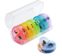 Pastillero Rainbow 7 días, organizador portátil de pastillas para hogar y viajes(Transparent Colorful)
