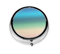 Pastillero Rainbow Seashore Beach en gradiente de rayas Pastillero para monedero Lindo pequeño organizador de pastillas redondo de viaje