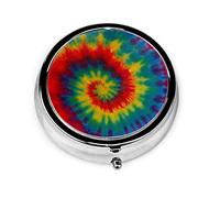 Pastillero Rainbow Tie Dye Pastillero para monedero Lindo pequeño organizador de pastillas redondo de viaje
