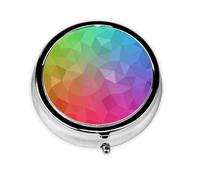 Pastillero RainbowMeta con 3 compartimentos, organizador portátil, poligonal multicolor con triángulos