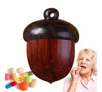 Pastillero - Recipiente de madera en tamaño de viaje, forma de nuez de pino, organizador de pastillas, bonito accesorio de joyería, organizador de píldoras de medicamentos para el bolso como colgante