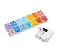 Pastillero recordatorio - 14 compartimentos desmontables inteligente colorido pastillero | Dispensador de píldoras de viaje con alarma para adultos y niños | Almacenamiento semanal portátil