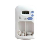 Pastillero recordatorio, organizador de píldoras digital, temporizador portátil, funda de alarma de medicamentos con 2 compartimentos para vitaminas, suplementos, recetas