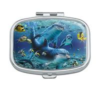 Pastillero rectangular de arrecife de coral para buceo, diseño de delfín, caja de regalo