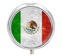 Pastillero Redondo Bandera De México Pastillero Portátil Organizador Vitaminas Contenedor Con 3 Compartimentos