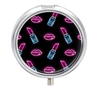 Pastillero Redondo Barra De Labios Pastillero Portátil Organizador Vitaminas Contenedor Con 3 Compartimentos