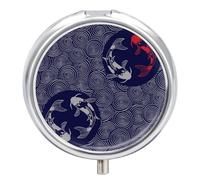 Pastillero Redondo Carpa Japonesa Pastillero Portátil Organizador Vitaminas Contenedor Con 3 Compartimentos