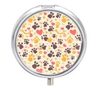 Pastillero Redondo Colorful Dog Cat Paws Pastillero Portátil Organizador Vitaminas Contenedor Con 3 Compartimentos