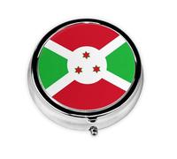 Pastillero redondo con bandera de Burundi, pastillero, farmacia portátil para llevar