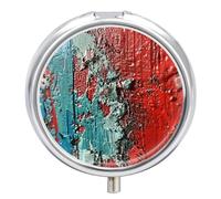 Pastillero redondo con espejo, organizador de píldoras de 3 compartimentos, portátil, pequeño, semanal, detallado, textura de pintura, estuche para bolso, bolsillo, viajes, vitaminas, suplementos