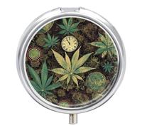 Pastillero redondo con espejo, organizador de píldoras de 3 compartimentos, portátil, pequeño, semanal, un soplo a tiempo, maleza, mariguana, medecine para bolso, bolsillo, viajes, vitaminas,
