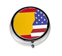 Pastillero redondo con la bandera de Estados Unidos de España. Organizador portátil de medicamentos diario, diseño fácil de transportar.