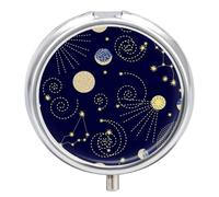 Pastillero Redondo Constelaciones Del Cielo Zodiacal Pastillero Portátil Organizador Vitaminas Contenedor Con 3 Compartimentos
