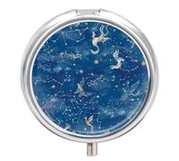 Pastillero Redondo Constelaciones Del Zodiaco Patrones De Estrellas Pastillero Portátil Organizador Vitaminas Contenedor Con 3 Compartimentos