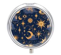 Pastillero Redondo Constelaciones Estrella De La Luna Pastillero Portátil Organizador Vitaminas Contenedor Con 3 Compartimentos