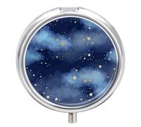 Pastillero Redondo Constelaciones Estrellas Y Nubes Pastillero Portátil Organizador Vitaminas Contenedor Con 3 Compartimentos