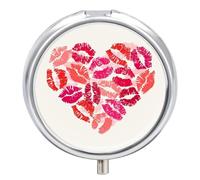 Pastillero Redondo Corazón Con Pintalabios Pastillero Portátil Organizador Vitaminas Contenedor Con 3 Compartimentos
