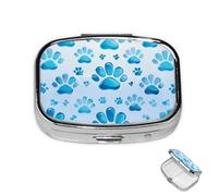 Pastillero redondo de 3 compartimentos, organizador de pastillas con estampado de patas azules, organizador de medicamentos para viajes, organizador de medicamentos para planificador de medicamentos