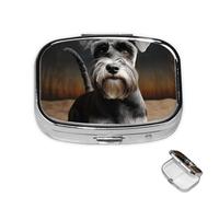 Pastillero redondo de 3 compartimentos, organizador de pastillas para animales, Schnauzer, perro, caja organizadora de medicamentos para viajes, organizador de medicamentos, caja de almacenamiento