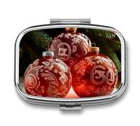 Pastillero redondo de 3 compartimentos, organizador de pastillas para decoración de globos de nieve, pastillero de metal, impermeable, organizador de medicamentos para viajes, contenedor de