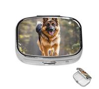 Pastillero redondo de 3 compartimentos, organizador de pastores alemanes, pastor alemán, caja organizadora de medicamentos para viajes, organizador de medicamentos para planificar medicamentos