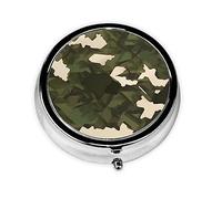 Pastillero redondo de camuflaje del ejército, pastillero de 3 compartimentos, para bolso o bolsillo, pastillero portátil de viaje
