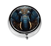 Pastillero redondo de elefante espeluznante. Organizador portátil de medicamentos diario, diseño fácil de transportar.