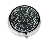 Pastillero redondo de leopardo blanco y negro, bonito pastillero pequeño, mini pastillero, pastillero redondo de metal, pastillero de viaje