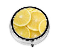 Pastillero redondo de limón amarillo, bonito pastillero pequeño, mini pastillero, pastillero redondo de metal, pastillero de viaje