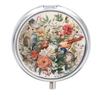 Pastillero redondo de metal con 3 compartimentos portátil para pájaros en mi jardín, pastillero de viaje para bolso de bolsillo, bonito soporte para píldoras para vitaminas, medicamentos, aceite de