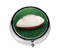 Pastillero redondo de pelota de rugby blanco, se puede poner en la cartera, bolsillo, ligero y cómodo, pastillero de 3 compartimentos, pastillero portátil,
