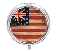 Pastillero Redondo Flag Of Usa And Uk Pastillero Portátil Organizador Vitaminas Contenedor Con 3 Compartimentos