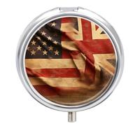 Pastillero Redondo Flag Of Usa And Uk Pastillero Portátil Organizador Vitaminas Contenedor Con 3 Compartimentos