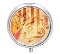Pastillero Redondo Flor De Tulipán Y Notas Musicales Pastillero Portátil Organizador Vitaminas Contenedor Con 3 Compartimentos