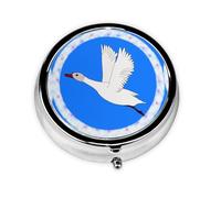 Pastillero redondo Flying White Goose, ligero y portátil, con 3 insertos de plástico, adecuado para llevar en bolsillos o carteras.