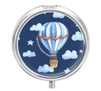 Pastillero Redondo Globo Nubes Estrellas Pastillero Portátil Organizador Vitaminas Contenedor Con 3 Compartimentos